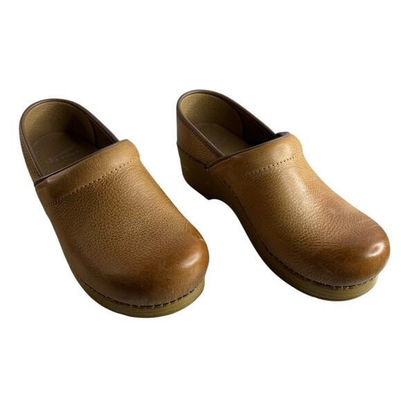 Dansko Professional Brown Grain Leather Clog Shoes Size 7 Cottagecore Prairie - Picture 5 of 12